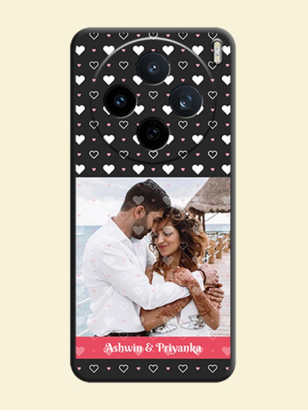 White Color Love Symbols with Text Design on Photo On Space Black Custom Soft Matte Mobile Back Cover - Vivo X200T 5G
