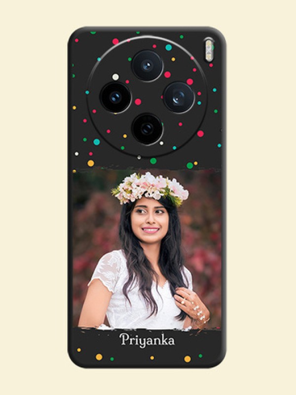 Multicolor Dotted Pattern with Text On Space Black Custom Soft Matte Mobile Back Cover - Vivo X200T 5G