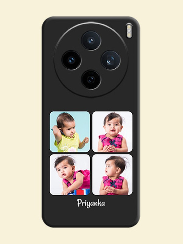 Floral Art with 6 Image Holder on Photo On Space Black Custom Soft Matte Mobile Back Cover - Vivo X200T 5G