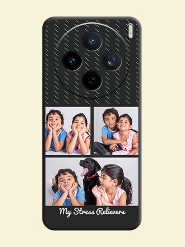 Cross Dotted Pattern with 2 Image Holder On Space Black Custom Soft Matte Mobile Back Cover - Vivo X200T 5G