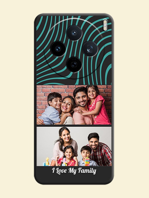 Wave Pattern with 2 Image Holder On Space Black Custom Soft Matte Mobile Back Cover - Vivo X200T 5G