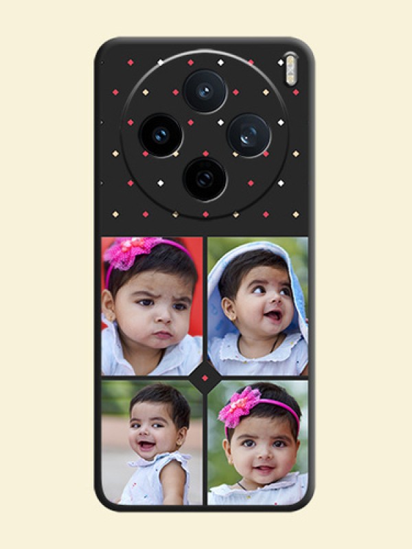 Multicolor Dotted Pattern with 4 Image Holder On Space Black Custom Soft Matte Mobile Back Cover - Vivo X200T 5G