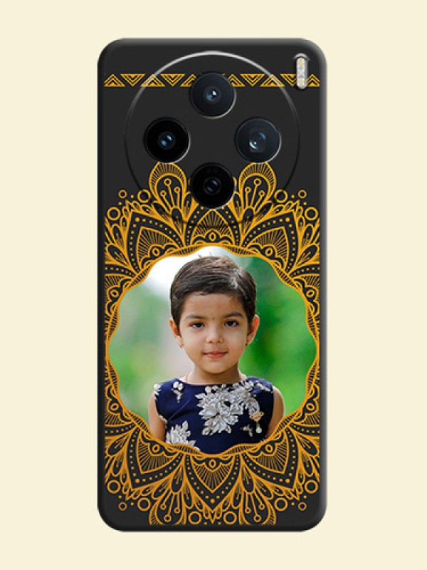 Round Image with Floral Design On Space Black Custom Soft Matte Mobile Back Cover - Vivo X200T 5G