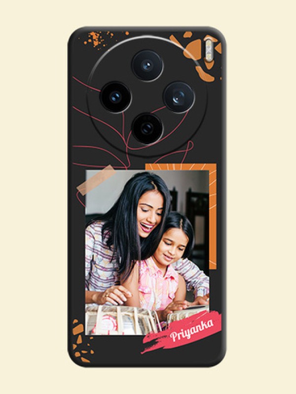 Orange Photo Frame On Space Black Custom Soft Matte Mobile Back Cover - Vivo X200T 5G