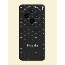 Simple Pattern With Custom Text On Space Black Custom Soft Matte Mobile Back Cover - Vivo X200T 5G