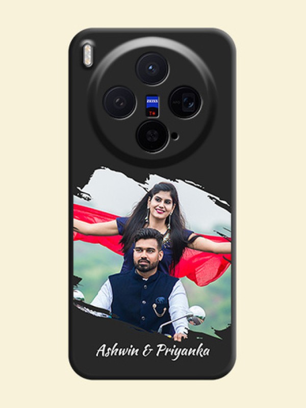 Grunge Brush Strokes on Photo On Space Black Custom Soft Matte Mobile Back Cover - Vivo X300 5G