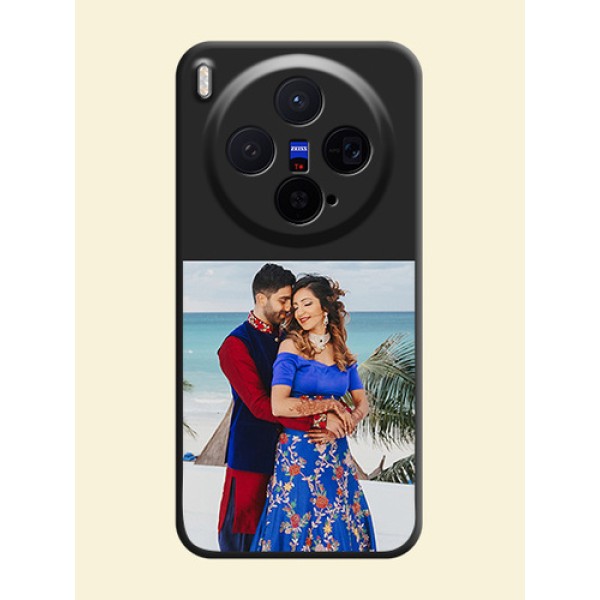 Image Upload With Space Black Color On Custom Soft Matte Mobile Back Cover - Vivo X300 5G