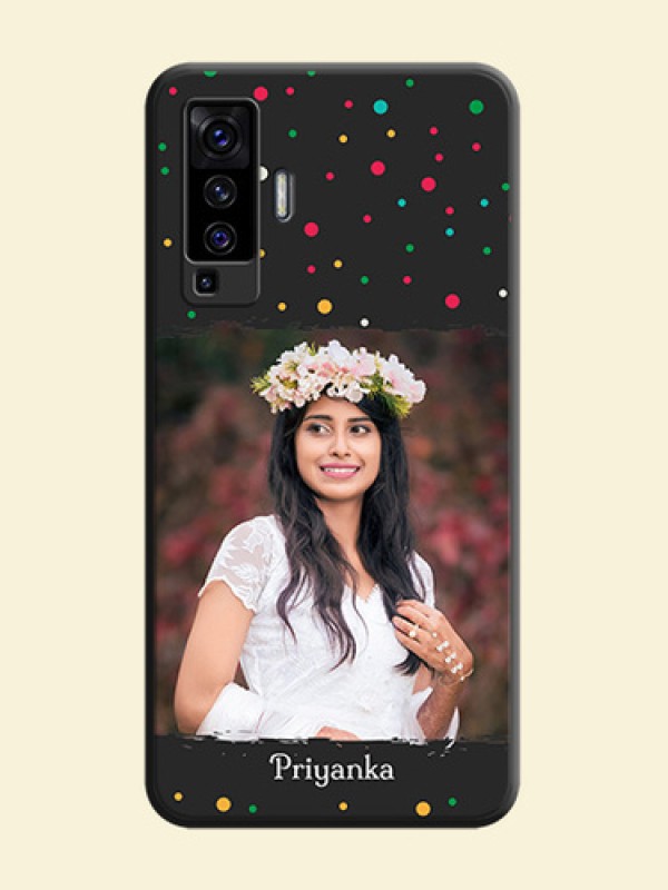 Multicolor Dotted Pattern with Text on Space Black Custom Soft Matte Phone Back Cover - Vivo X50 