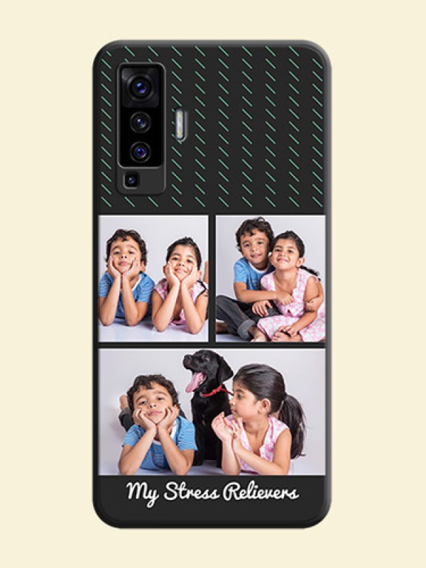 Cross Dotted Pattern with 2 Image Holder  on Personalised Space Black Soft Matte Cases - Vivo X50 