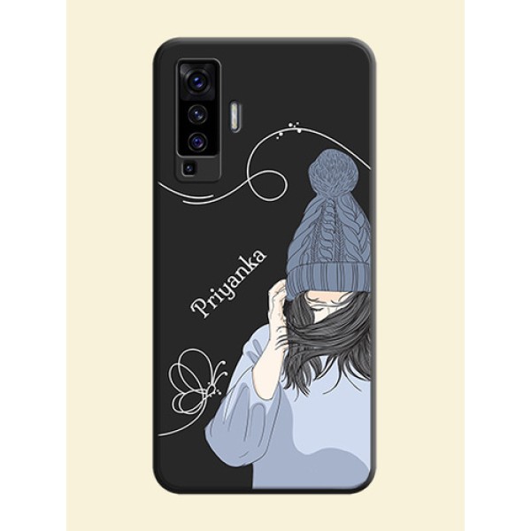 Girl With Blue Winter Outfiit Custom Text Design On Space Black Personalized Soft Matte Phone Covers -Vivo X50 5G Girl With Blue Winter Outfiit Custom Text Design On Space Black Personalized Soft Matte Phone Covers -Vivo X50 5G