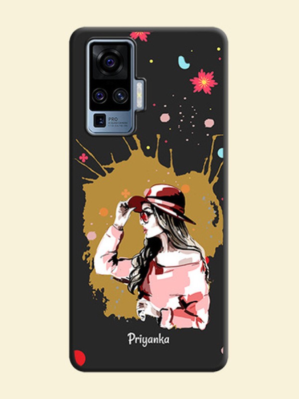 Mordern Lady With Color Splash Background With Custom Text On Space Black Personalized Soft Matte Phone Covers -Vivo X50 Pro 5G