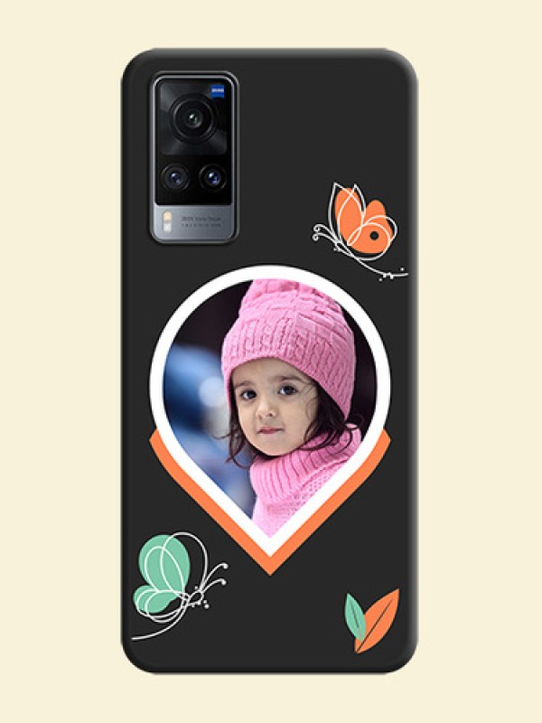Upload Pic With Simple Butterly Design On Space Black Personalized Soft Matte Phone Covers -Vivo X60 5G
