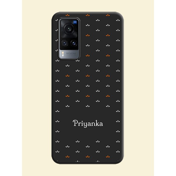 Simple Pattern With Custom Text On Space Black Personalized Soft Matte Phone Covers -Vivo X60 5G