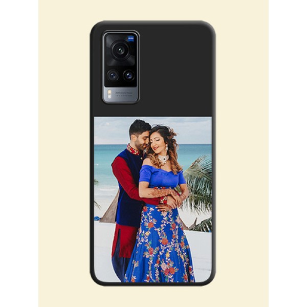 Image Upload With Space Black Color On Custom Soft Matte Mobile Back Cover - Vivo X60 5G