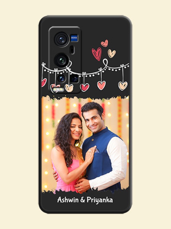 Pink Love Hangings with Name on Space Black Custom Soft Matte Phone Cases - Vivo X60 Pro Plus