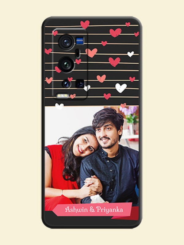 Love Pattern with Name on Pink Ribbon  on Photo on Space Black Soft Matte Back Cover - Vivo X60 Pro Plus