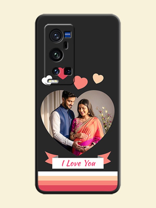 Love Shaped Photo with Colorful Stripes on Personalised Space Black Soft Matte Cases - Vivo X60 Pro Plus