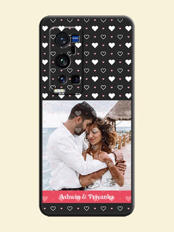 White Color Love Symbols with Text Design on Photo on Space Black Soft Matte Phone Cover - Vivo X60 Pro Plus