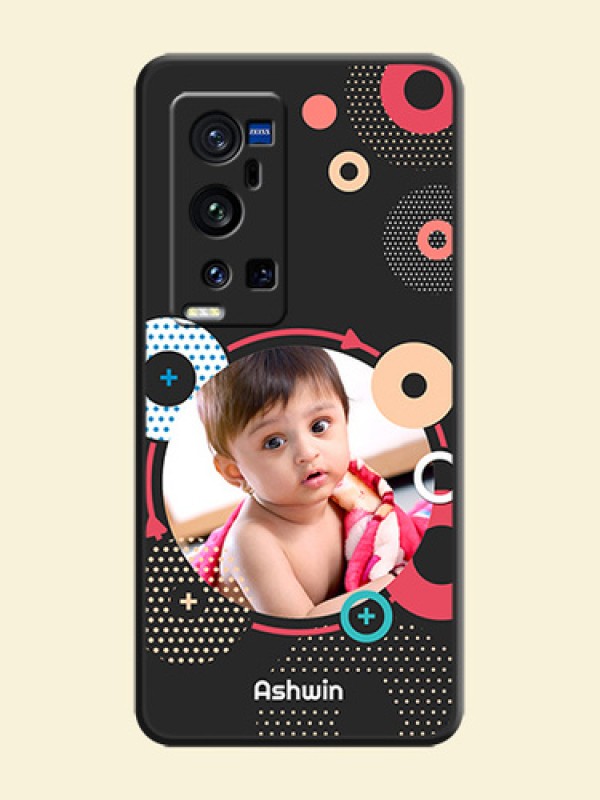 Multicoloured Round Image on Personalised Space Black Soft Matte Cases - Vivo X60 Pro Plus