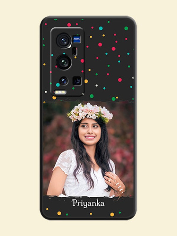 Multicolor Dotted Pattern with Text on Space Black Custom Soft Matte Phone Back Cover - Vivo X60 Pro Plus