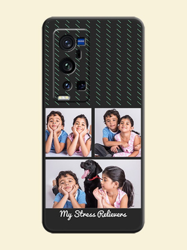 Cross Dotted Pattern with 2 Image Holder  on Personalised Space Black Soft Matte Cases - Vivo X60 Pro Plus