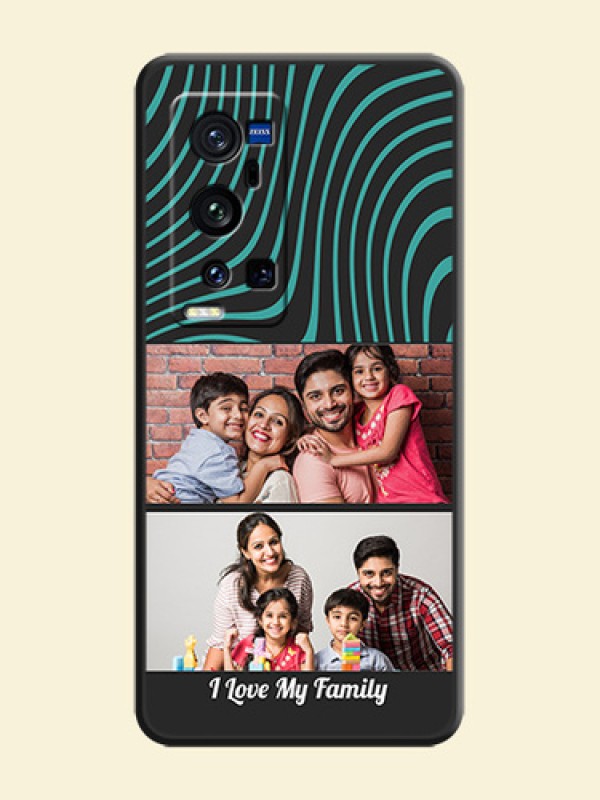 Wave Pattern with 2 Image Holder on Space Black Personalized Soft Matte Phone Covers - Vivo X60 Pro Plus