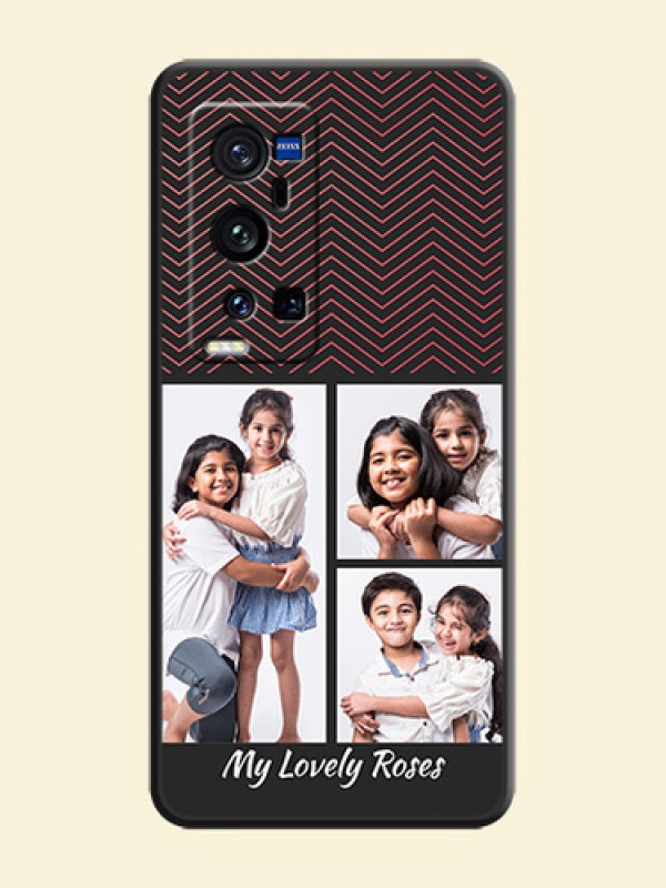 Wave Pattern with 3 Image Holder on Space Black Custom Soft Matte Back Cover - Vivo X60 Pro Plus