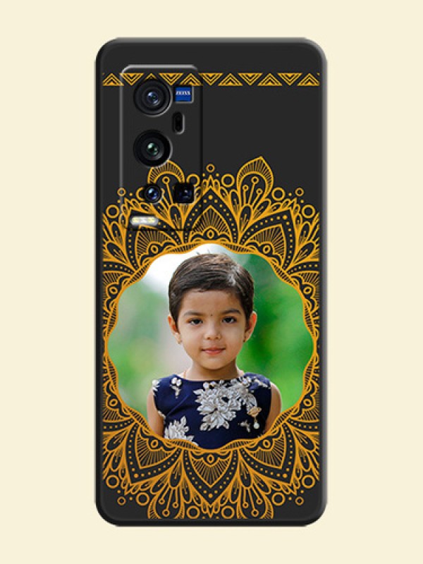 Round Image with Floral Design on Photo on Space Black Soft Matte Mobile Cover - Vivo X60 Pro Plus