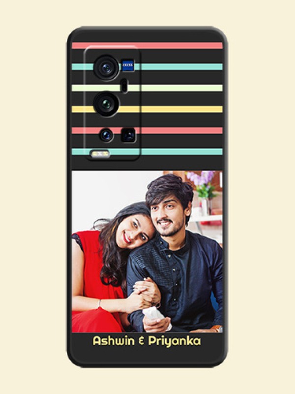 Color Stripes with Photo and Text on Photo on Space Black Soft Matte Mobile Case - Vivo X60 Pro Plus