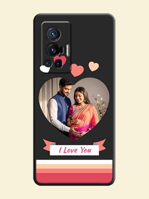 Love Shaped Photo with Colorful Stripes on Personalised Space Black Soft Matte Cases - Vivo X70 Pro 5G