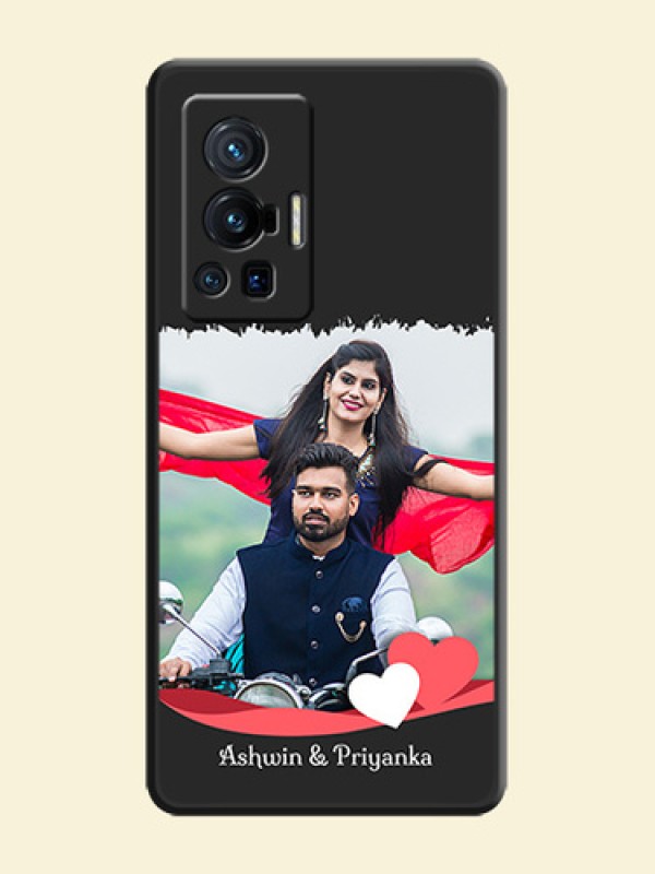 Pin Color Love Shaped Ribbon Design with Text on Space Black Custom Soft Matte Phone Back Cover - Vivo X70 Pro 5G