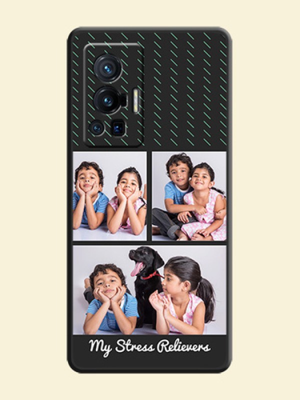Cross Dotted Pattern with 2 Image Holder  on Personalised Space Black Soft Matte Cases - Vivo X70 Pro 5G