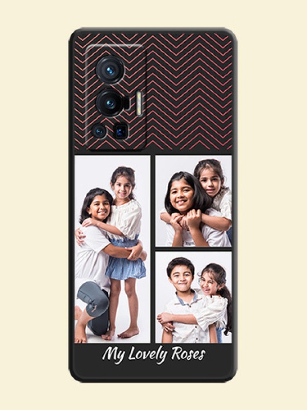 Wave Pattern with 3 Image Holder on Space Black Custom Soft Matte Back Cover - Vivo X70 Pro 5G