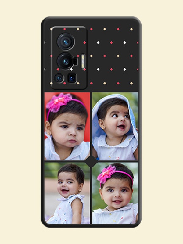 Multicolor Dotted Pattern with 4 Image Holder on Space Black Custom Soft Matte Phone Cases - Vivo X70 Pro 5G