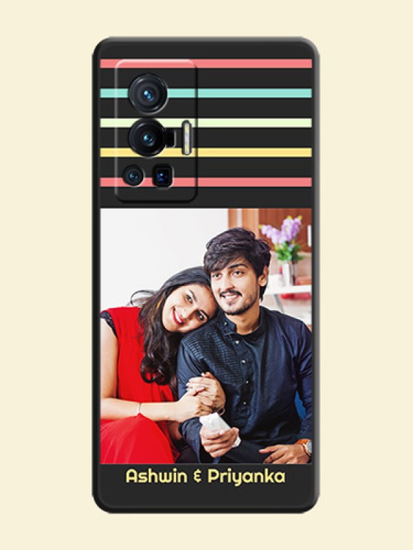 Color Stripes with Photo and Text on Photo on Space Black Soft Matte Mobile Case - Vivo X70 Pro 5G