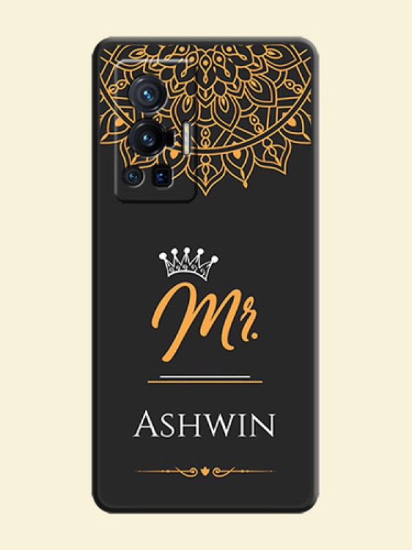 Mr Name with Floral Design  on Personalised Space Black Soft Matte Cases - Vivo X70 Pro 5G