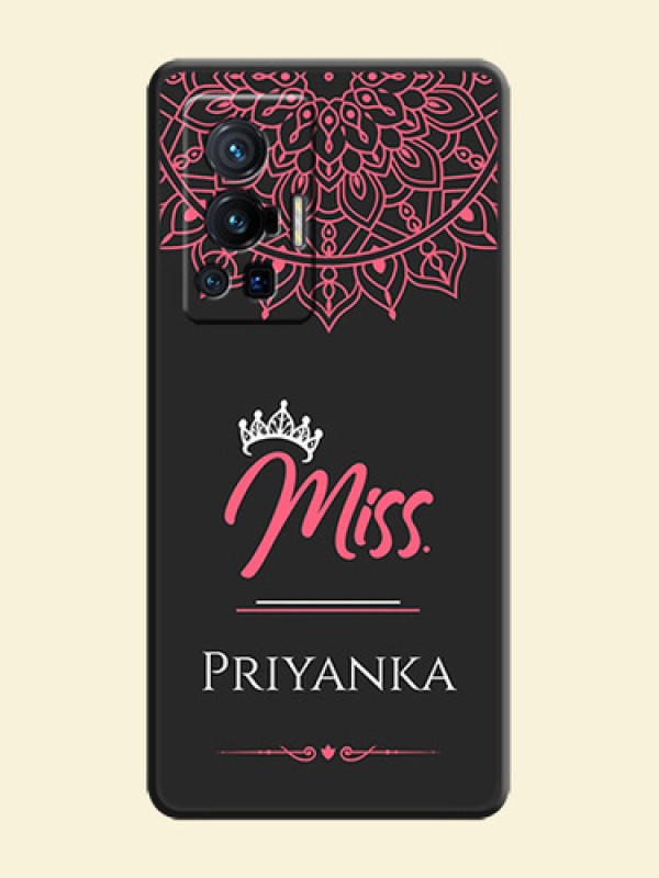 Mrs Name with Floral Design on Space Black Personalized Soft Matte Phone Covers - Vivo X70 Pro 5G