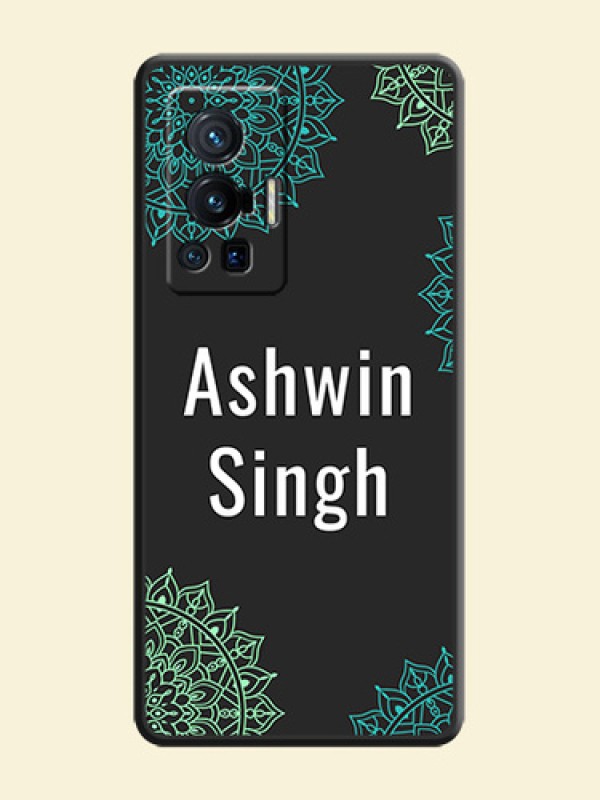 Your Name with Floral Design on Space Black Custom Soft Matte Back Cover - Vivo X70 Pro 5G