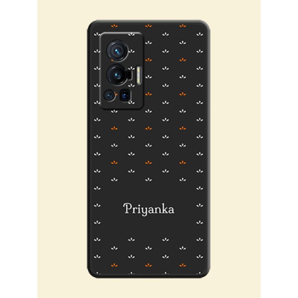 Simple Pattern With Custom Text On Space Black Personalized Soft Matte Phone Covers -Vivo X70 Pro 5G