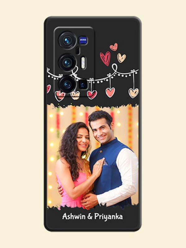 Pink Love Hangings with Name on Space Black Custom Soft Matte Phone Cases - Vivo X70 Pro Plus 5G