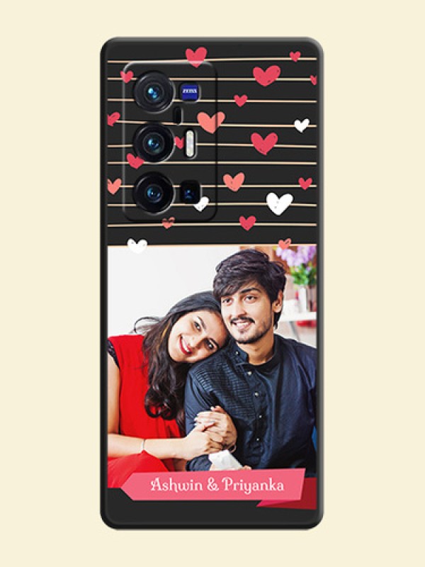 Love Pattern with Name on Pink Ribbon  on Photo on Space Black Soft Matte Back Cover - Vivo X70 Pro Plus 5G