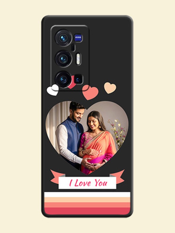 Love Shaped Photo with Colorful Stripes on Personalised Space Black Soft Matte Cases - Vivo X70 Pro Plus 5G