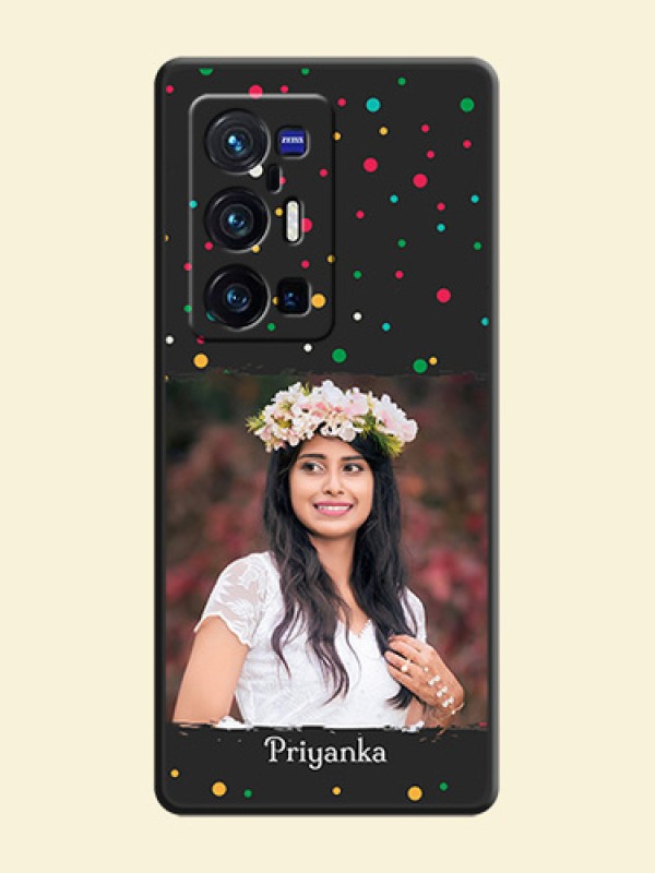 Multicolor Dotted Pattern with Text on Space Black Custom Soft Matte Phone Back Cover - Vivo X70 Pro Plus 5G
