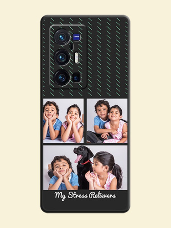 Cross Dotted Pattern with 2 Image Holder  on Personalised Space Black Soft Matte Cases - Vivo X70 Pro Plus 5G