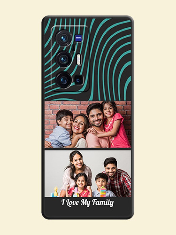 Wave Pattern with 2 Image Holder on Space Black Personalized Soft Matte Phone Covers - Vivo X70 Pro Plus 5G