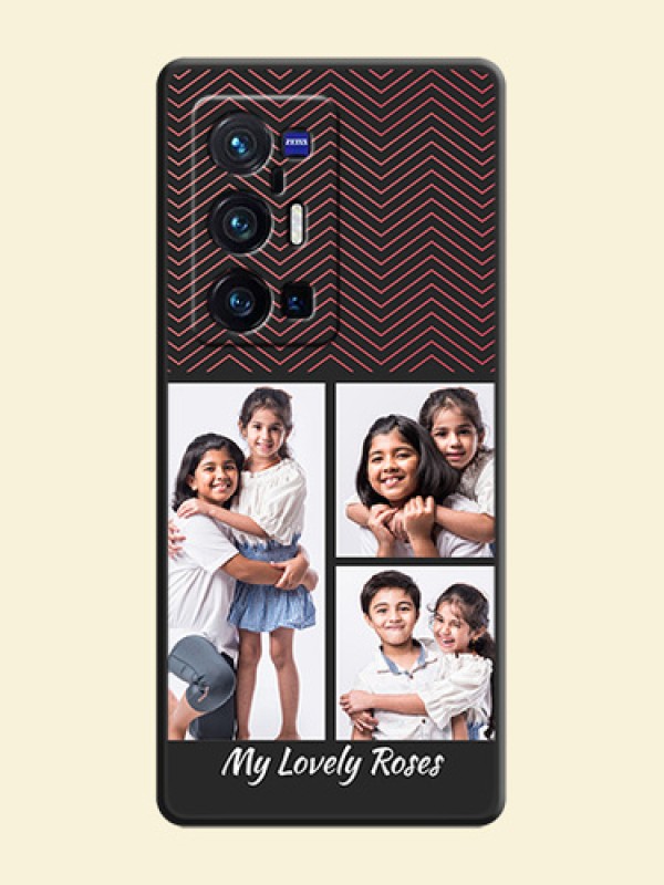 Wave Pattern with 3 Image Holder on Space Black Custom Soft Matte Back Cover - Vivo X70 Pro Plus 5G
