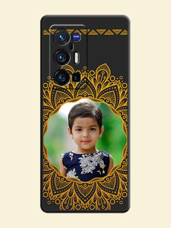 Round Image with Floral Design on Photo on Space Black Soft Matte Mobile Cover - Vivo X70 Pro Plus 5G