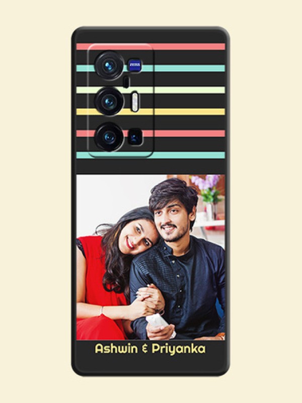 Color Stripes with Photo and Text on Photo on Space Black Soft Matte Mobile Case - Vivo X70 Pro Plus 5G