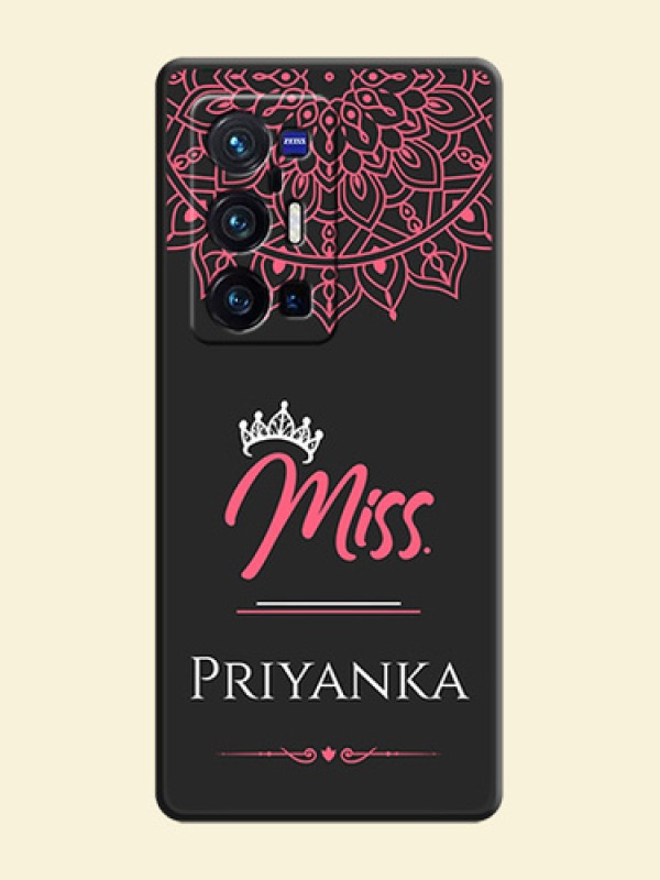 Mrs Name with Floral Design on Space Black Personalized Soft Matte Phone Covers - Vivo X70 Pro Plus 5G