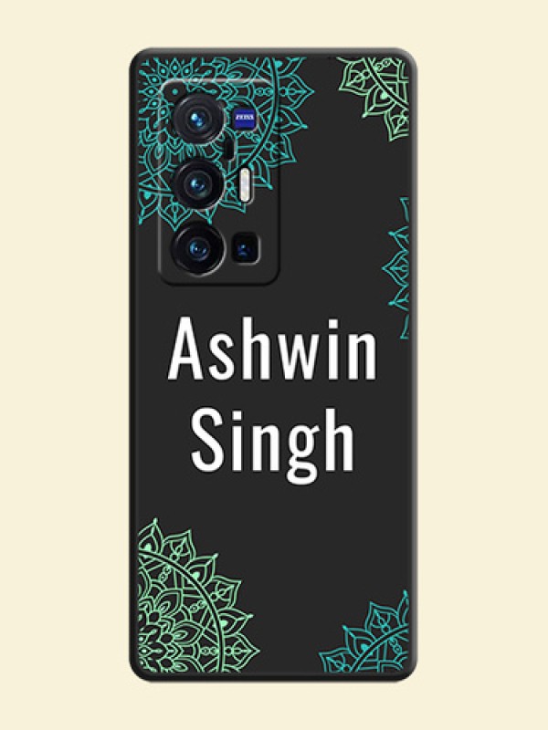 Your Name with Floral Design on Space Black Custom Soft Matte Back Cover - Vivo X70 Pro Plus 5G